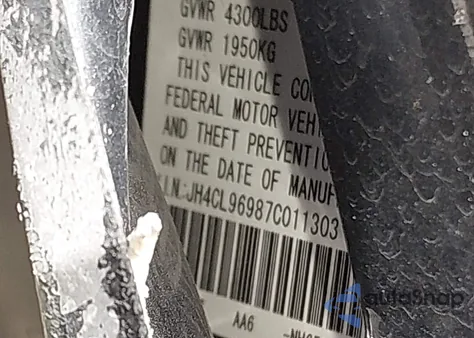 2007 Acura Tsx from USA, damaged, VIN JH4CL96987C011303